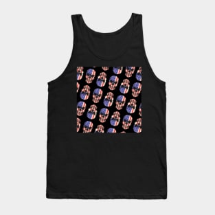 Red, White and Blue Skulls American Flag, Stars and Stripes Design, Artwork, Vector, Graphic Tank Top